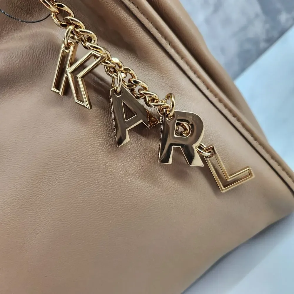 NWT Karl Lagerfeld Paris Luciene Leather Tote Bag + Dust Bag & Karl Charm READ
